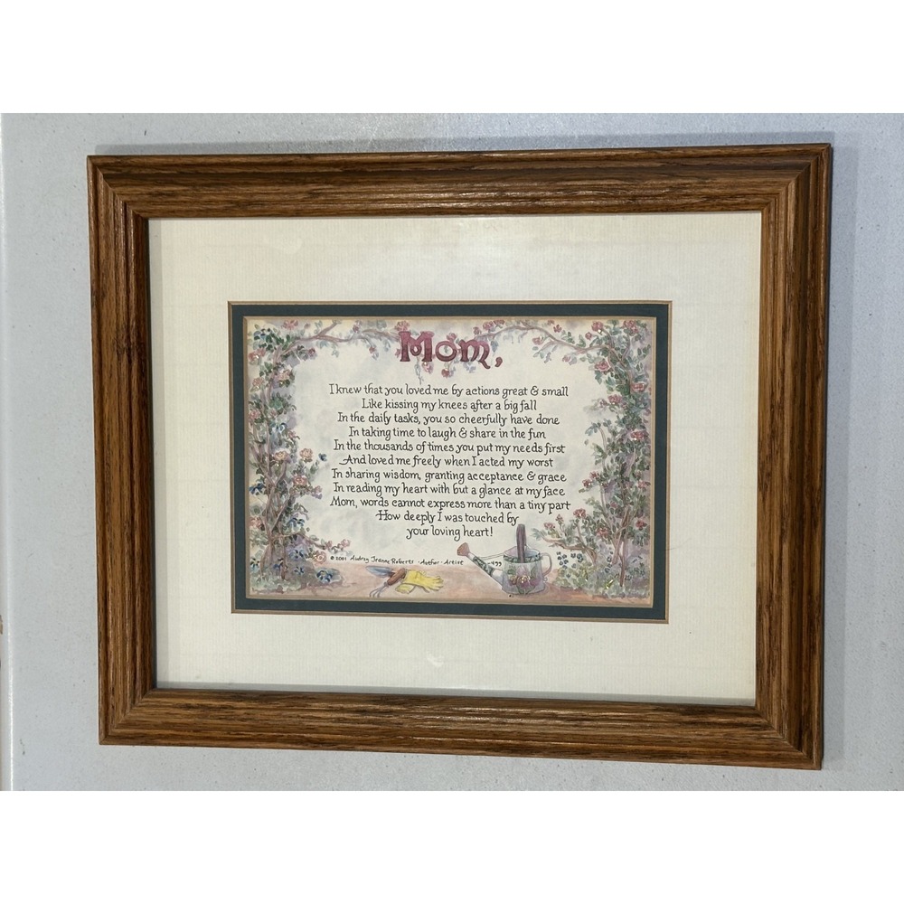 Audrey Jeanne's Expressions Framed Mom Gratitude Encourage‎ Letter Card 2001